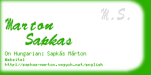 marton sapkas business card